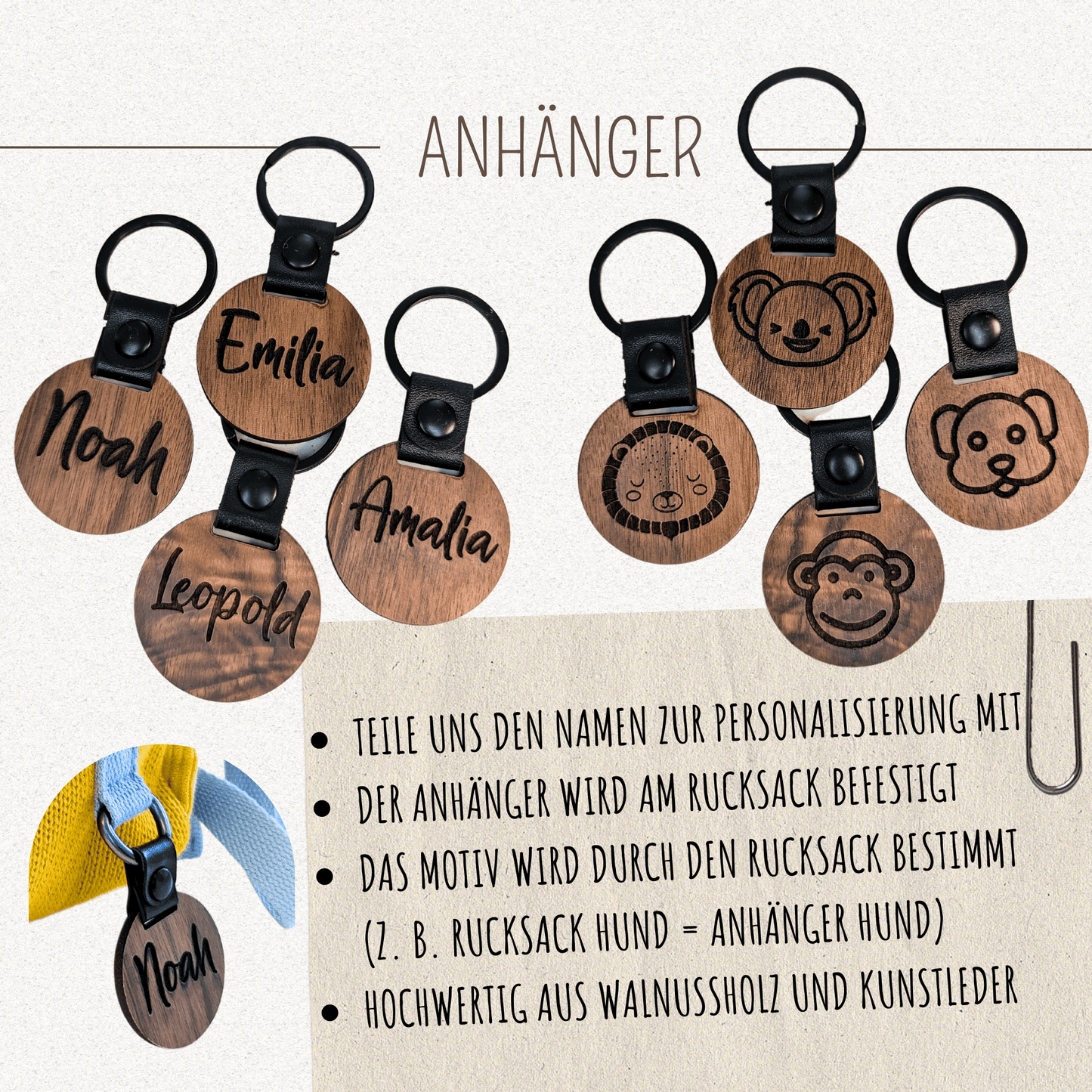 Kinder-Rucksack gehäkelt aus Baumwolle personalisiert mit Namen