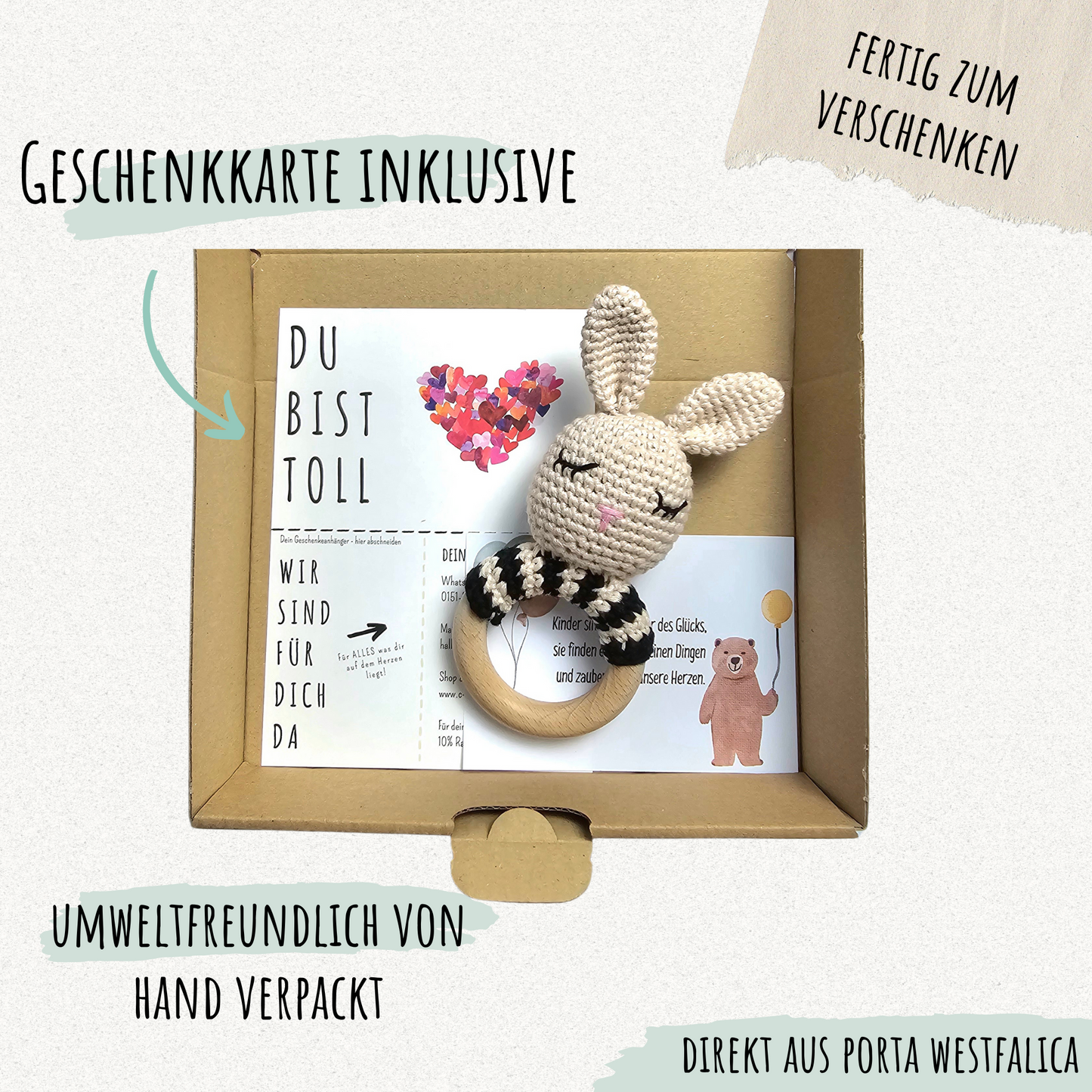 Baby Rassel als Greifling mit Namen personalisiert