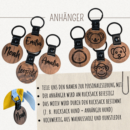 Kinder-Rucksack gehäkelt aus Baumwolle personalisiert mit Namen