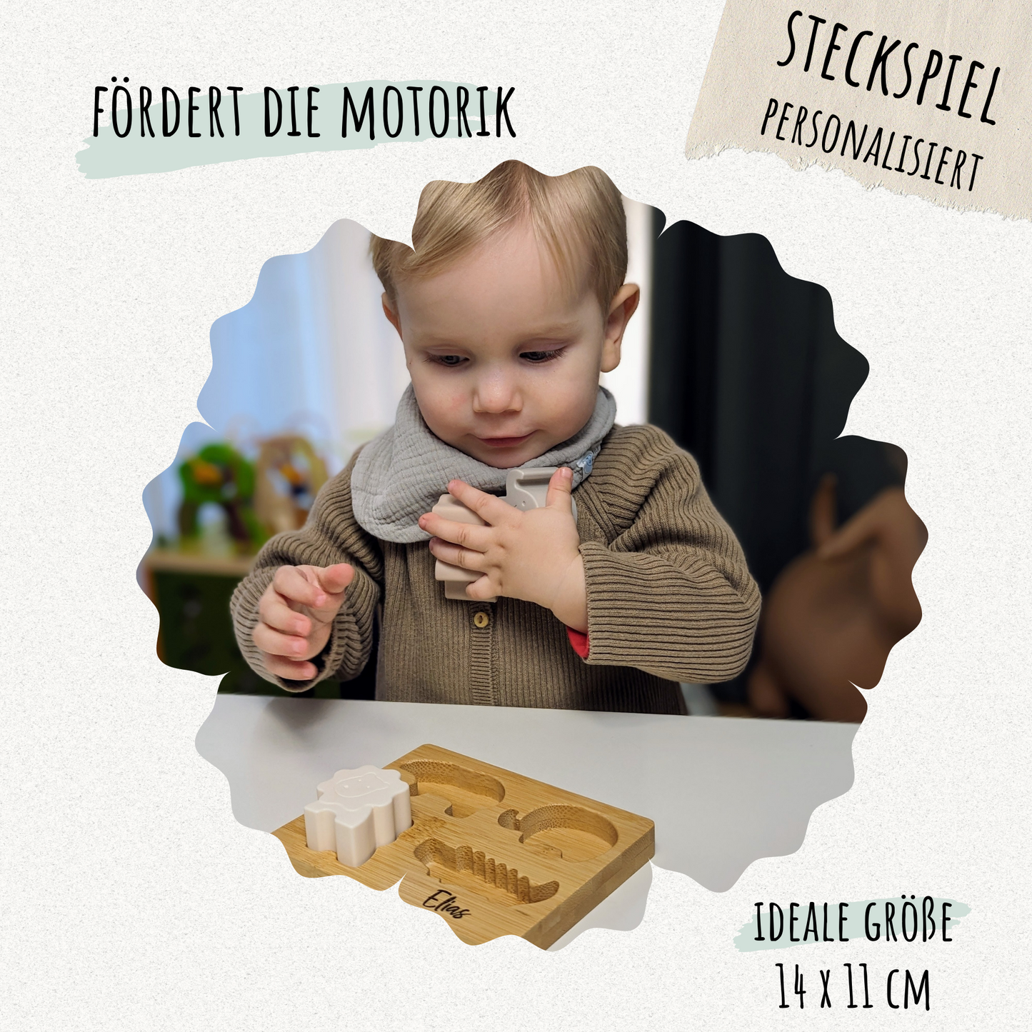 Personalisiertes Montessori Puzzle aus Silikon und Holz